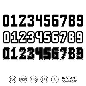 Sport numbers bundle 3 SVG cut file for Cricut and Silhouette