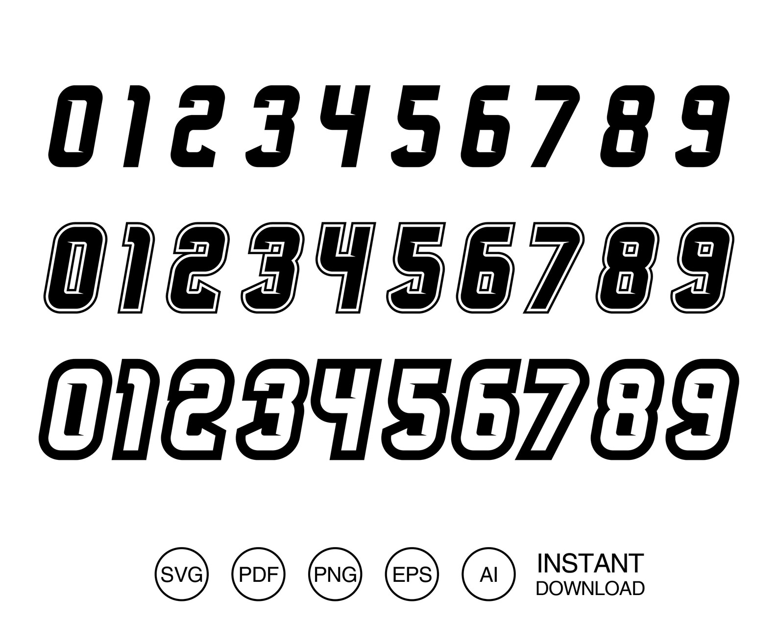 Sport Numbers Bundle 3 SVG Cut File for Cricut and Silhouette Etsy