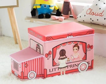 Princess Fairytale Castle Fabric Bin Girl/'s Personalized Bedroom Baby Nursery Organizer for Toys or Clothing FB0019