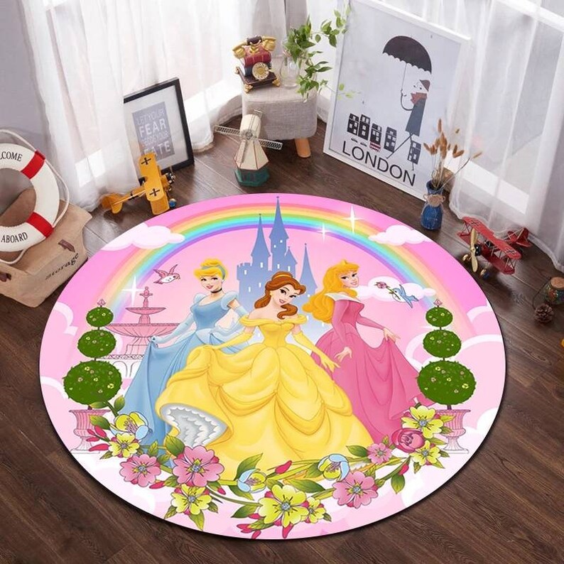 Round Girls Princess Rug/ Pink BedRoom Mat/ Bedroom Etsy