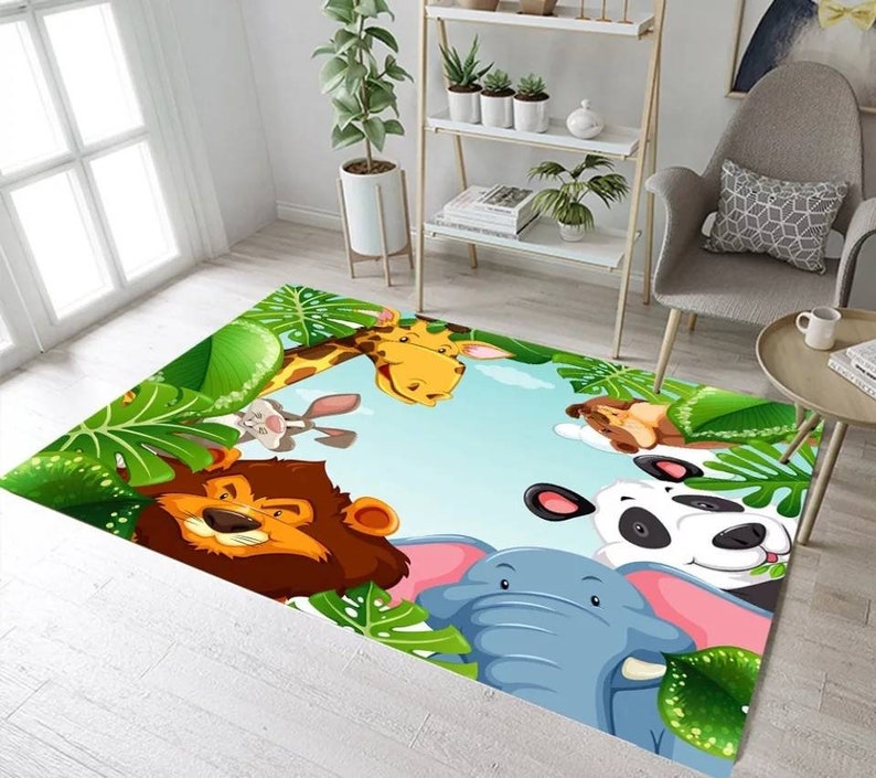 Kids Zoo Animal Rug/ Jungle Animal Mat/ kids Room Rugs/ Etsy