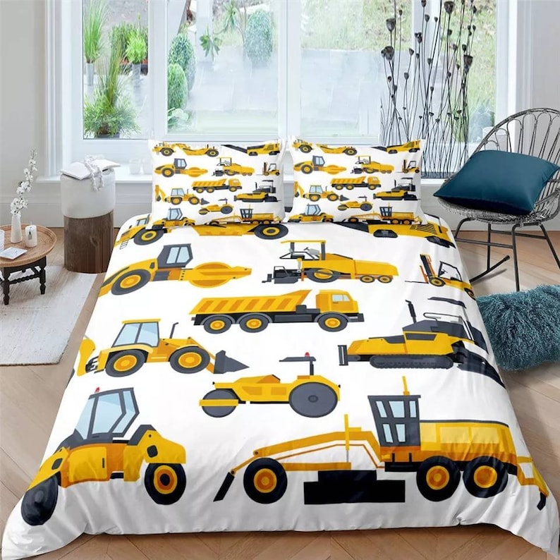 Digger Double Bedding Set/ kids Bedding/ Boys Truck Duvet set/ Etsy