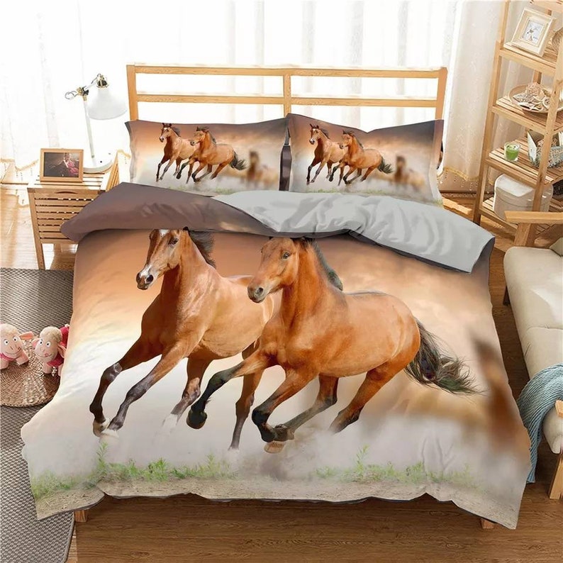 Bay Horse Double Bedding Set/ kids Bedding/ Pony Duvet Set/ Etsy