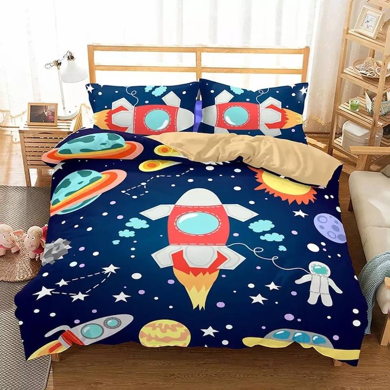 Outer Space Single Bedding Set/ kids Bedding/ Boys Rocket Etsy