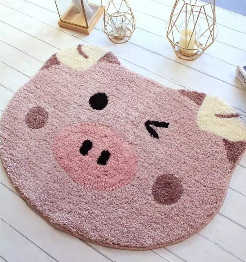 Kids Pink Pig Rug/ Baby's play Rug/ kids Room Mat/ Bedroom Etsy