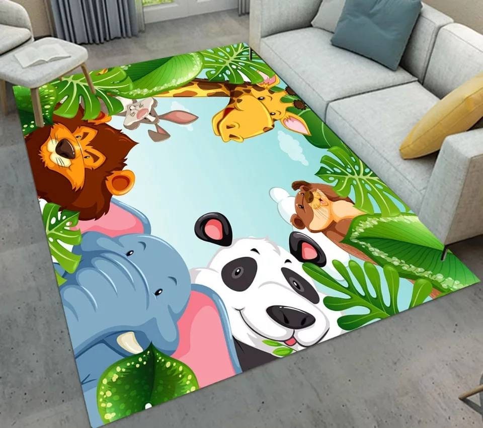 Kids Zoo Animal Rug/ Jungle Animal Mat/ kids Room Rugs/ Etsy