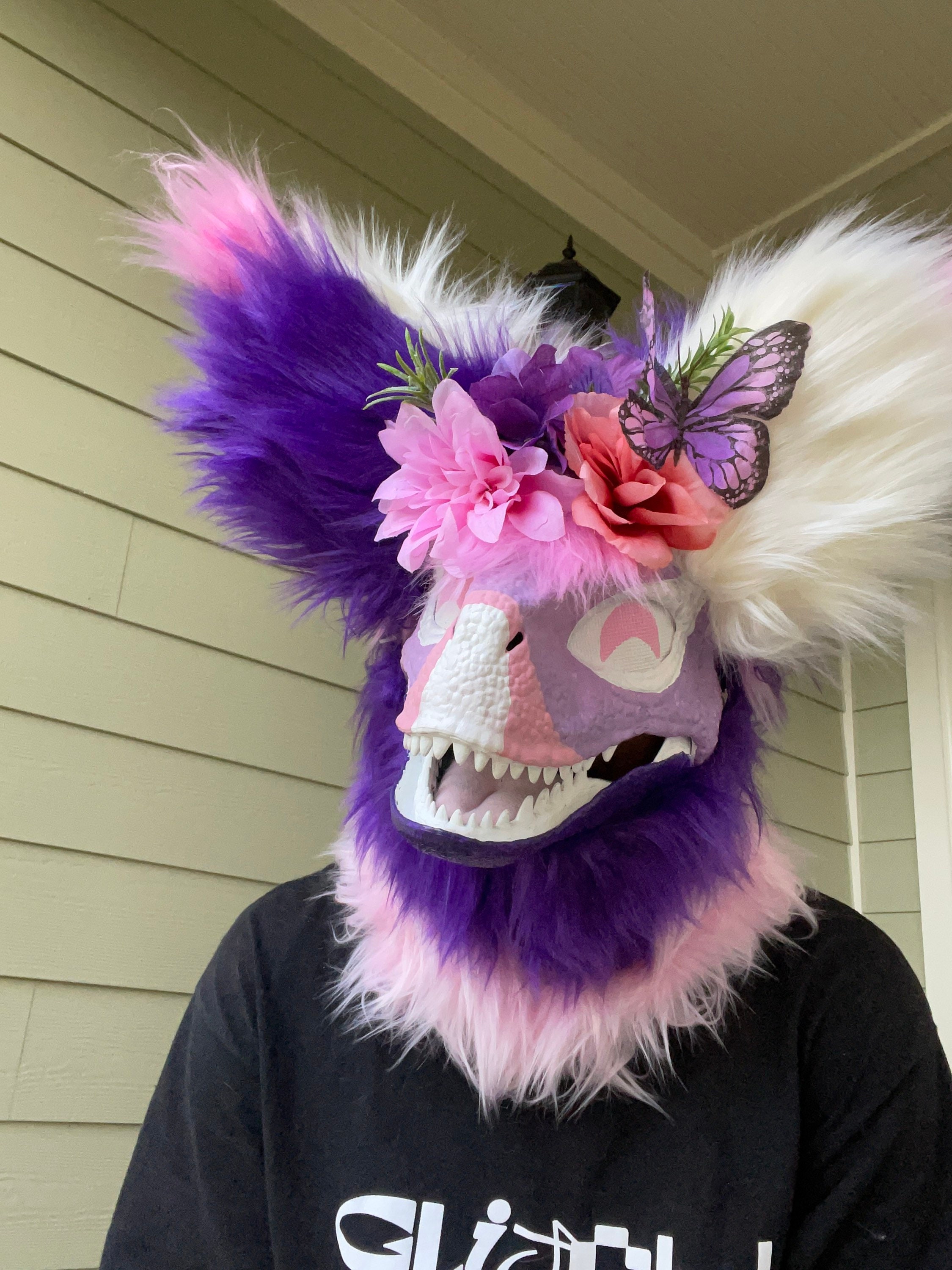My first dino mask! She's a bee :D name suggestions are very
