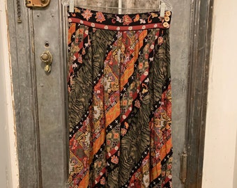 Sz 14 Taille 30 "bis 36" Vintage 80er Jahre Platinum Dorothy Schoelen Maxi-Rock mit teilweise elastischem Bund Boho-Art zu tragen