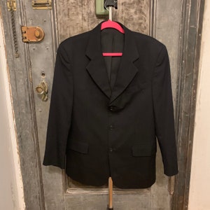 Vintage Giorgo Sant&#39; Angelo black double breasted suit coat blazer night jacket sz 40R