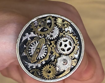 Vintage Steampunk Stretch Rink Cocktail Ring Statement Ring Schmuck Accessoire Geschenk