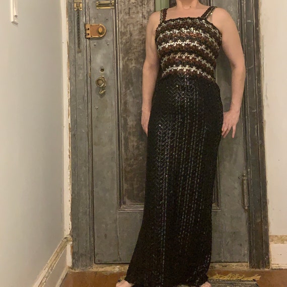 Vintage 70s Striped Sequin Knit Disco Queen Cocktail Dress Sleeveless Maxi Dress Black Skirt Xs Small Medium - Etsy Vintage 70s Striped Sequin Knit Disco Queen Cocktail Dress Sleeveless Maxi Dress Black Skirt Xs Small Medium - Etsy
