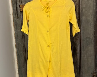 Vintage 60er 70er Jahre mod gelbes Langarmshirt Minikleid Kinder Mädchen M L Erwachsene XXS