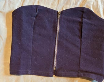 XL Vintage 80er Jahre Fredrick's of Hollywood lila Glitzer Bustier Korsett Crop Top