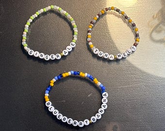 heated rivalry/game changer foods beaded bracelets