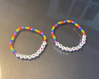 heated rivalry rainbow  name beaded bracelets