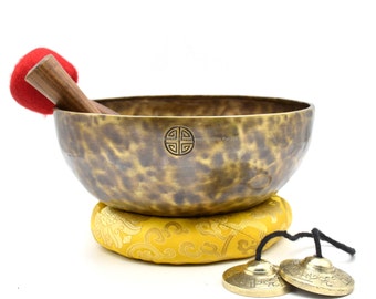 11 inch Full Moon Singing Bowl - Large 28 CM Diameter Tibetan Singing bowls set mallet cushion striker -Chakra bowls