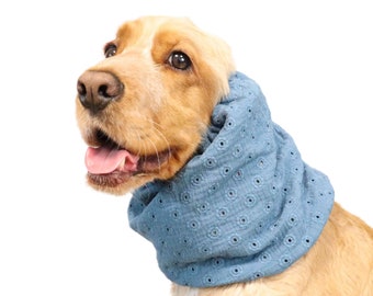 Jeans Blue Breathable Muslin Dog Snood | Cocker Spaniel Cotton Summer Snood | Basset | Afghan | Cavalier | Setter | Springer Ear Cover