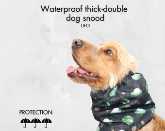 Snood épais imperméable pour chien « UFO » | Écharpe noire avec oreilles de chien | Tour de cou épagneul | Protège-oreilles pour basset hound