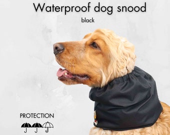Schwarzer Wasserdichter Hunde Snood | Cocker-Schlauchschal | Kavalier Ohrabdeckung | Basset Ohrenschützer | Best Dog Snood Zum Füttern | Saluki Schlauchschal |