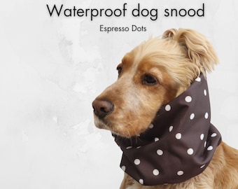 Espresso Dots Waterproof Dog Snood, Setter Ear Cover for Long-Eared Dogs