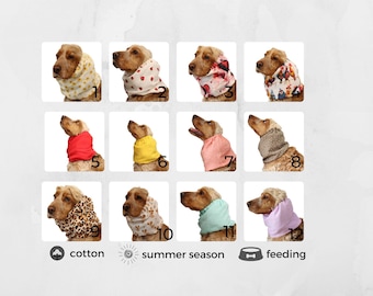 Breathable cotton muslin snood for dog, natural summer cocker spaniel ear protector, cavalier, basset hound, setter ear cover