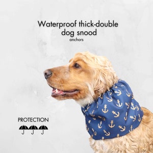 Blue Waterproof Thick Dog Snood | Cavalier Spaniel Ear Cover | Basset Hound Ear Protector | Long - Eared Dog Snood