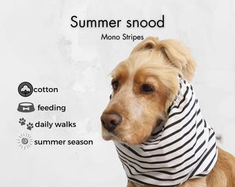 Black & White Striped Dog Snood, Lightweight Cotton Ear Cover for Afghan Hounds