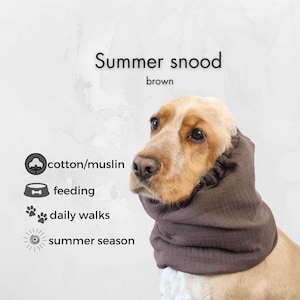 Snood per cani in cotone color cioccolato / Snood estivo in mussola per Cocker Spaniel / Copriorecchie per Basset Hound / Cavalier / Setter / Springer