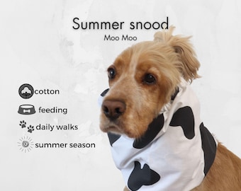 Cotton Dog Snood | Cow Print Ear Cover for Long-Eared Dogs | Cocker Spaniel, Cavalier
