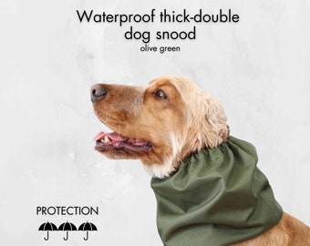 Snood pour chien épais imperméable vert olive | Écharpe d’oreille de chien | Protecteur d’oreille pour chien | Cravates pour animaux de compagnie | Écharpe de luxe