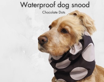 Chocolate Dots Waterproof Dog Snood, Basset Hound Ear Cover for Long-Eared Dogs