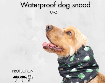 Snood imperméable pour chien « OVNI » | Foulard d’oreille de chien noir | Snood épagneul | Protecteur d'oreille Basset Hound | Snood pour l’alimentation des chiens | Snood pour chien pour les promenades