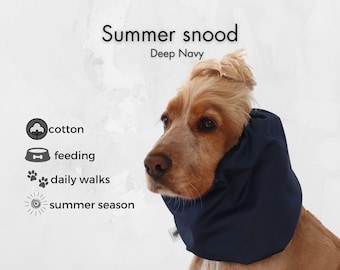 Deep Navy Cotton Snood for Springer Spaniels | Long Ear Cover for Forest Walks