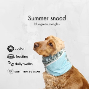 Cotton Dog Snood | Green Summer Snood For Dog | Cocker Spaniel Ear Protector | Basset Hound Snood | Cavalier Ear Cover