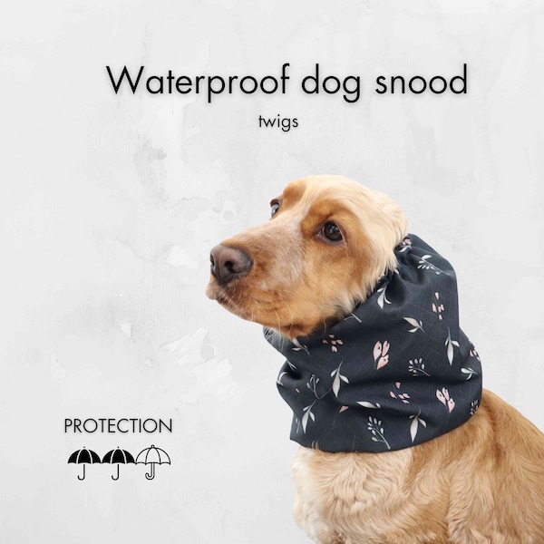 Tour de cou imperméable noir pour chien | Snood cocker spaniel | Snood Cavalier | | Snood pour Basset Hound | Snood Setter | Tour de cou pour chien à longues oreilles