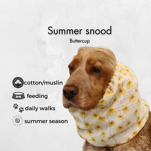 Hondensjaal van ademende mousseline &#39;Buttercup&#39; | Katoenen zomersjaal cocker-spaniël | Basset | Afghaans | Cavalier | Zetter | Springer-oorkussentjes