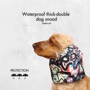 Snood imperméable pour chien « Street Art » | Snood épais pour cocker spaniel | Cache-oreilles de cavalier | Protecteur d&#39;oreille pour caniche | Snood Springer