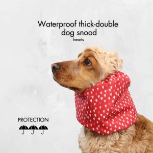 Tour de cou épais imperméable rouge pour chien | Snood cocker spaniel | Protecteur d&#39;oreilles Cavalier | Snood pour chien aux longues oreilles