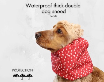防水加工の厚手犬用スヌード（赤）｜コッカースパニエル用スヌード｜キャバリア用イヤープロテクター｜長耳犬用スヌード