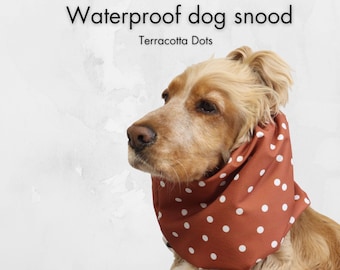 Terracotta Dots Waterproof Dog Snood, Poodle Ear Cover for Long-Eared Dogs
