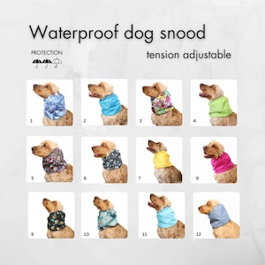 Waterproof dog snood | tension adjustable dog snood | cocker spaniel snood | basset snood | dog ear protector | dog ear cover