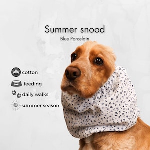 White Cotton Dog Snood | Cocker Spaniel Summer Snood | Cavalier Ear Protector | Afghan Hound Snood Ear Cover