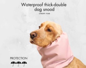 Waterproof Cream Rose Dog Snood | Thick-Double Cavalier Snood | Cocker Spaniel Snood | Springer Ear Cover | Poodle Ear Protector