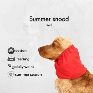 Rode katoenen hondensjaal | Zomersjaal voor hond | Handgemaakte snood cocker-spaniël | Snood Basset Hound | Stuurhoes | Springer-oorbeschermer