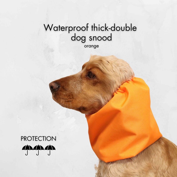 Waterproof Thick Orange Dog Snood | Cocker Spaniel Snood | Poodle Ear Cover | Setter Ear Protector