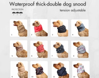 Waterproof thick-double dog snood | Tension adjustable cocker spaniel snood | Cavalier Snood | Basset Hound Ear Protector | Poodle Snood