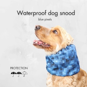 Tour de cou imperméable bleu pour chien | Snood cocker spaniel | Snood pour Basset Hound | Protecteur d&#39;oreilles pour poseur | Tour de cou pour chien à longues oreilles | Meilleur snood pour chien cocker