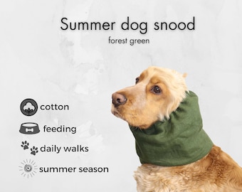 Tour de cou d'été vert forêt pour chien | Snood cocker spaniel | Protecteur d'oreille pour caniche | Cache-oreilles pour Basset Hound | Snood pour chien aux longues oreilles
