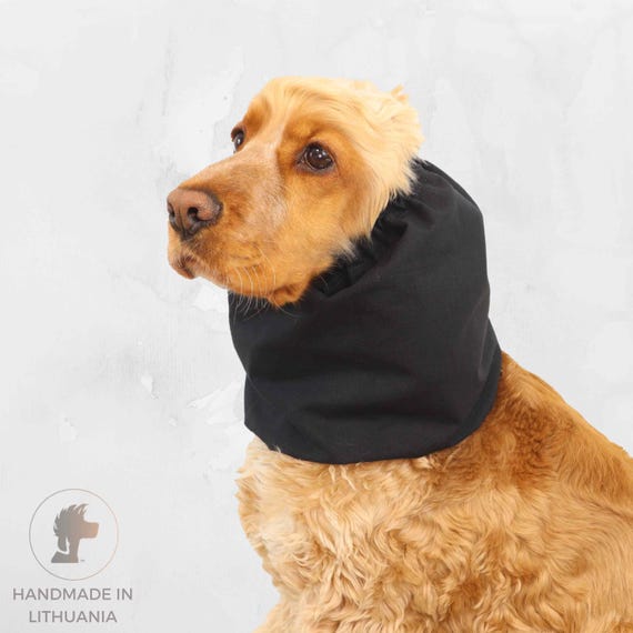 Black Cotton Dog Snood Lightweight Cocker Spaniel Ear Protector Basset  Hound Ear Cover Long Eared Dog Snood