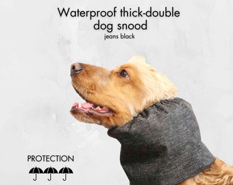 Jeans Black Waterproof Thick Dog Snood | Cocker Spaniel Snood | Basset Hound Ear Protector | Cavalier Ear Protector